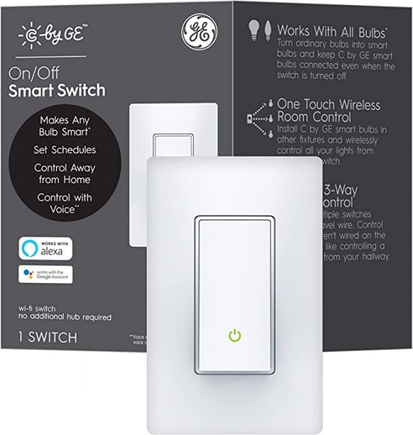 GE CYNC Smart Switch, No Neutral Wire Required, On-Off Button