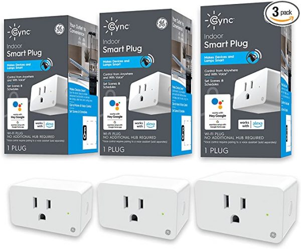 GE Lighting CYNC Indoor Smart Plug, Bluetooth and Wi-Fi Outlet Socket,  Works with Alexa and Google Home (3 Pack), White (CPLGSTDBLW1/ST-BSS1P) -  Ezlo Smart Home Shop