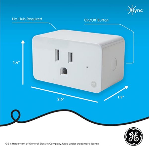 GE CYNC Outdoor Smart Plug, Bluetooth and Wi-Fi Outlet Socket, Works with  Alexa and Google Home, Weather Resistant Plug, Voice Control Outlet (1  Pack) - Ezlo Smart Home Shop