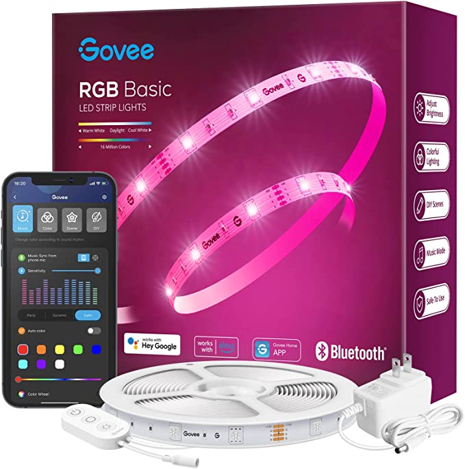 Govee LED Strip Lights Bluetooth App Control and Remote 32.8 ft.