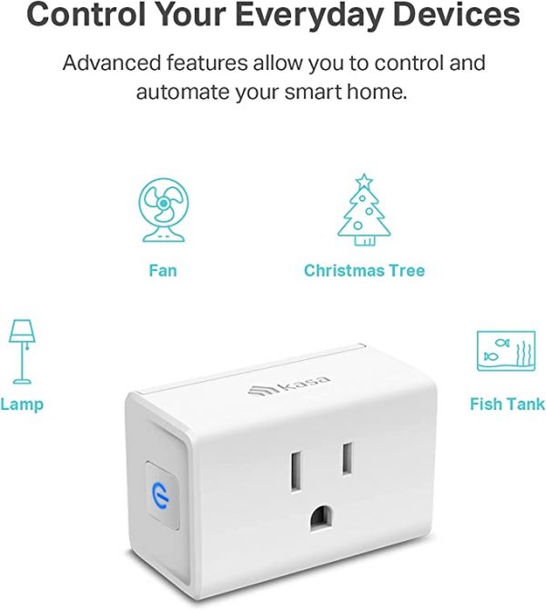 Kasa Smart Plug HS103P2, Smart Home Wi-Fi Outlet Works with Alexa, Echo,  Google Home & IFTTT, No Hub Required, Remote Control,15 Amp,UL Certified