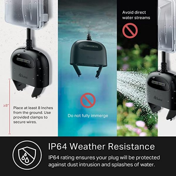 Smart Outdoor Plugs Waterproof 1875W 15A 2-Sockets