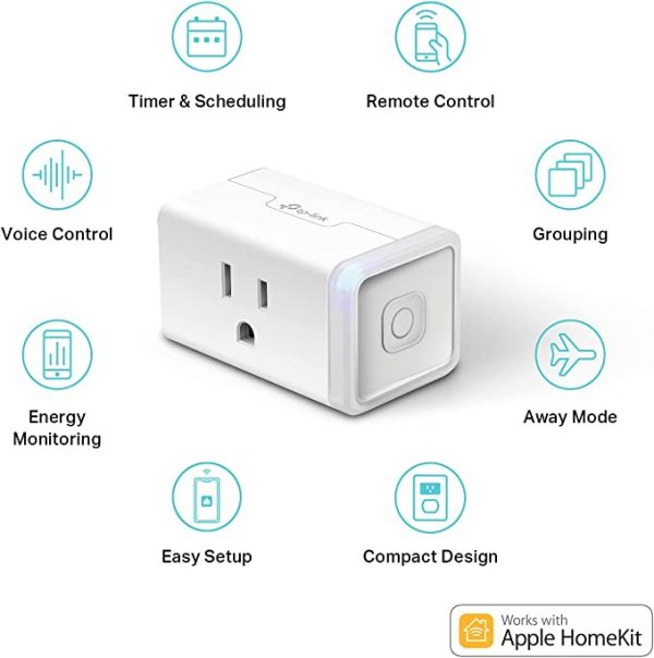 Kasa Smart Plug Mini 15A, Apple HomeKit Supported, Smart Outlet Works with  Siri, Alexa & Google Home, No Hub Required, UL Certified, App Control