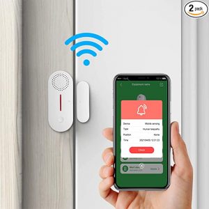 SEHOMY 2 Pack Realtime Smart Door Sensor Sound Alarm 120db