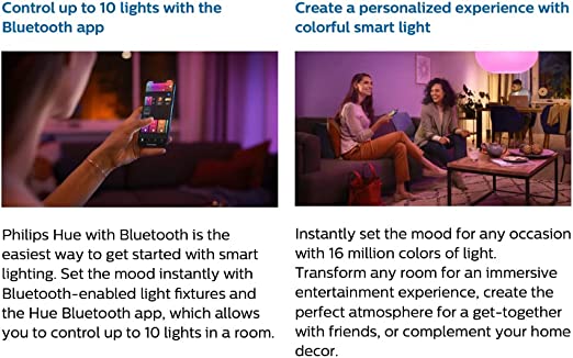 Philips Hue 4-Pack White and Color A19 Medium Lumen Smart Bulb, 1100  Lumens, Bluetooth & Zigbee Compatible (Hue Hub Optional), Compatible with  Alexa & Google Assistant 