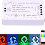 Smart ZigBee Strip Light Switch Controller for Echo Alexa Voice Control Smart Phone APP Control RGBW or White Colour Strip Lights, Compatible with Echo Plus and Other Standard ZigBee Hub or Bridge