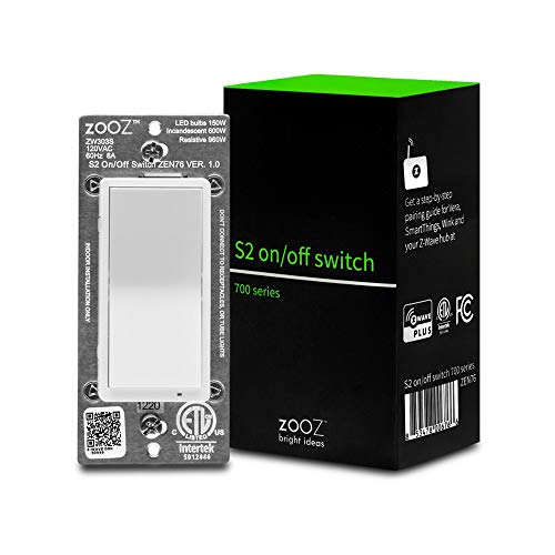 Zooz 700 Series Z-Wave Plus S2 On Off Switch ZEN76, White | Simple Direct 3-Way and 4-Way Solution (Works with Regular Switches, No Aux Switch Needed) | Z-Wave Hub Required